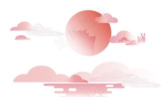 祥云中秋月亮月兔图片
