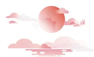 祥云中秋月亮月兔图片