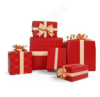 一堆红色的礼物盒图片