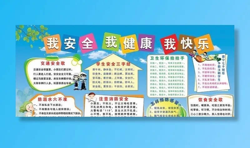 校园安全知识宣传栏图片(7087X3543(DPI:300))psd模版下载