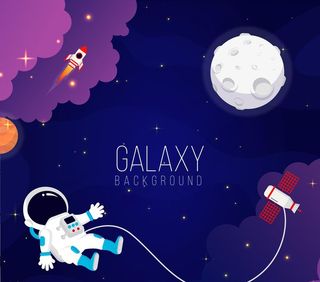 卡通太空中的宇航员和月球图片