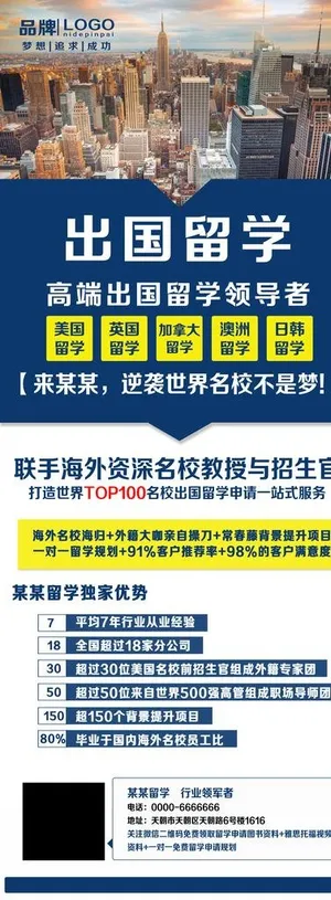 出国留学品牌宣传易拉宝展架图片