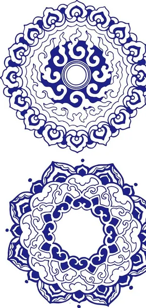 青花瓷  龙凤  凤凰矢量图片