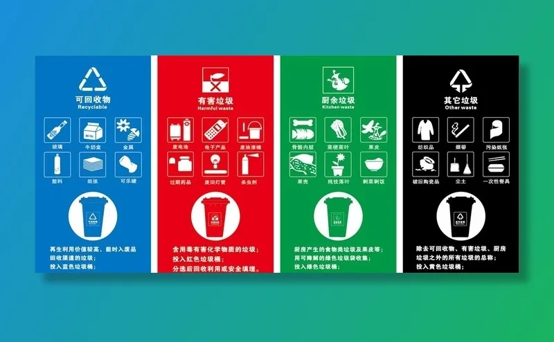 垃圾回收袋子平面图图片ai矢量模版下载