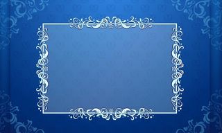 蓝色欧美风格花纹边框相框素材图片
