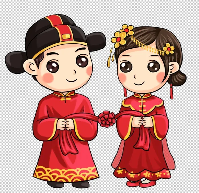 卡通新郎新娘PNG免扣素材图片