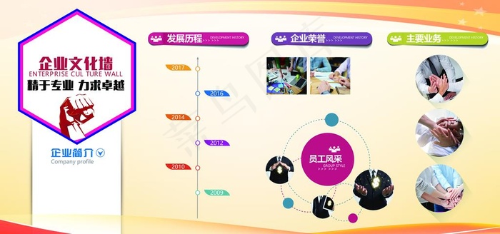 企业文化墙图片(5199x2599)psd模版下载