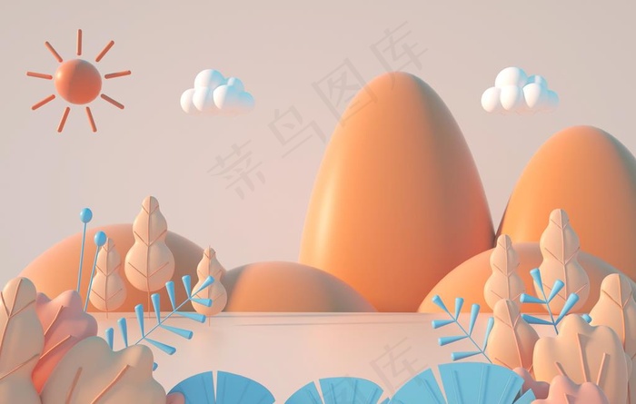 春天小清新c4d海报夏日背景图片