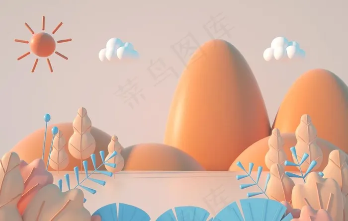 春天小清新c4d海报夏日背景图片
