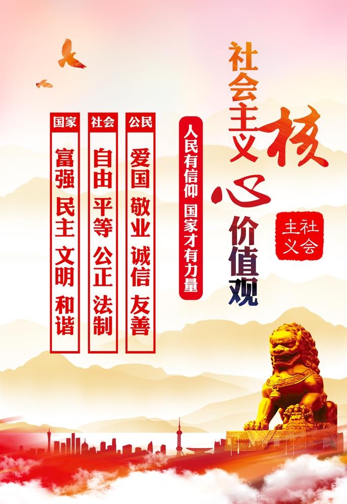 党建核心价值观展板海报图片