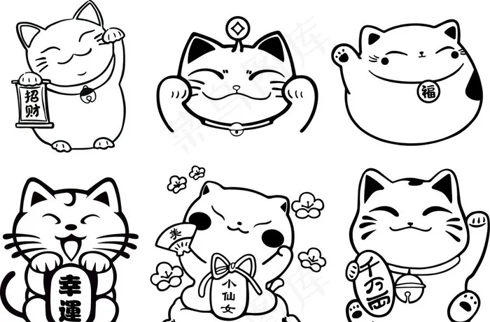 招财猫图片ai矢量模版下载
