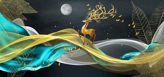 麋鹿装饰画图片