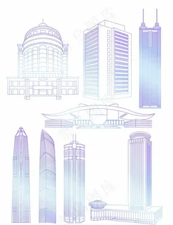 深圳地标标志性建筑装饰线稿图片 深圳地标标志性建筑装饰线稿图片