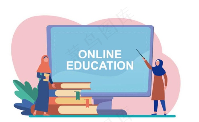 在线学习插画图片