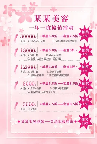 某某美容储值活动海报模板图片