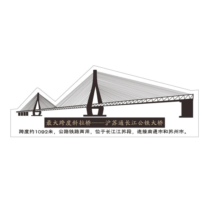 沪苏通长江公铁大桥图片ai矢量模版下载