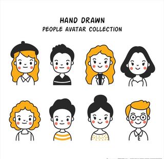 手绘可爱漫画人物头像设计图片