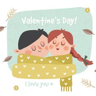 卡通围巾情人节快乐海报图片