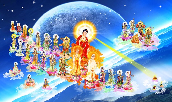 西方三圣接引图图片