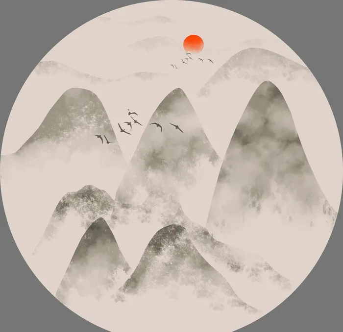 水墨山水图片(5906x5906)psd模版下载