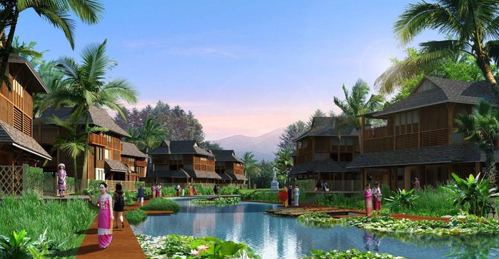 村落水街效果图图片