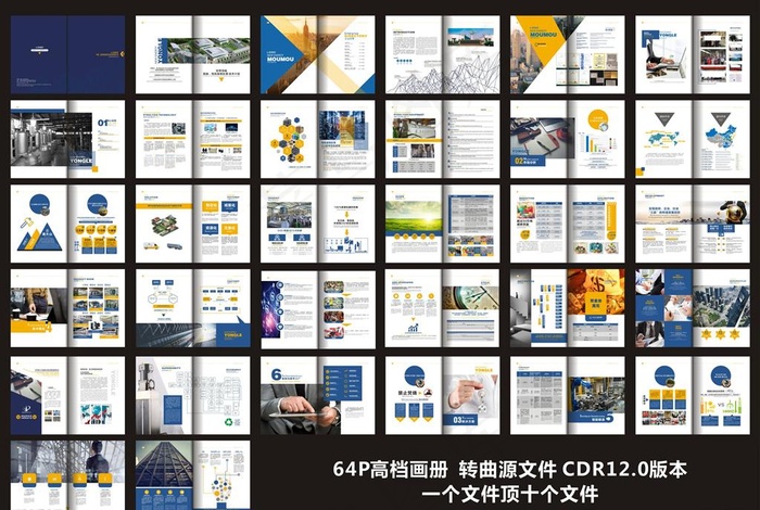 高档蓝色画册图片cdr矢量模版下载