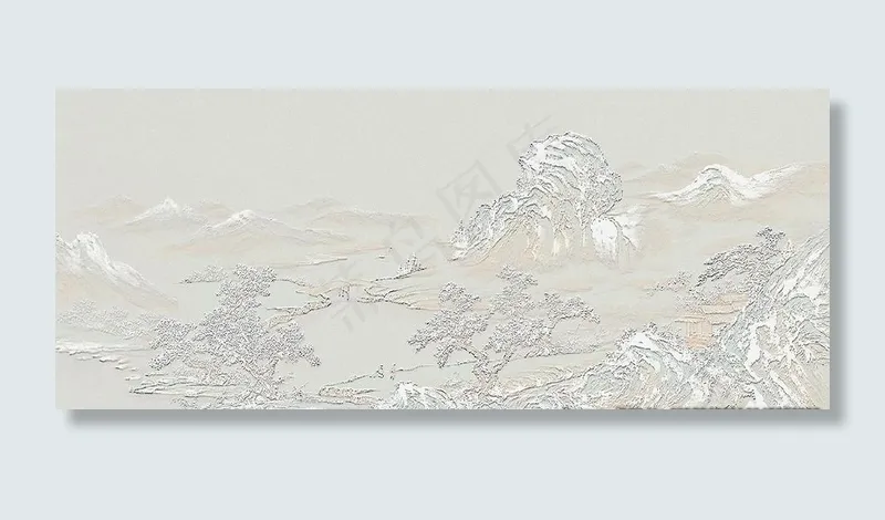 新中式山水柔美线描壁画图片(12756x5669)psd模版下载