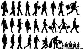 走路人物剪影矢量素材图片