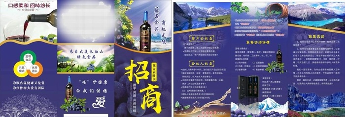 蓝莓酒三折页图片cdr矢量模版下载
