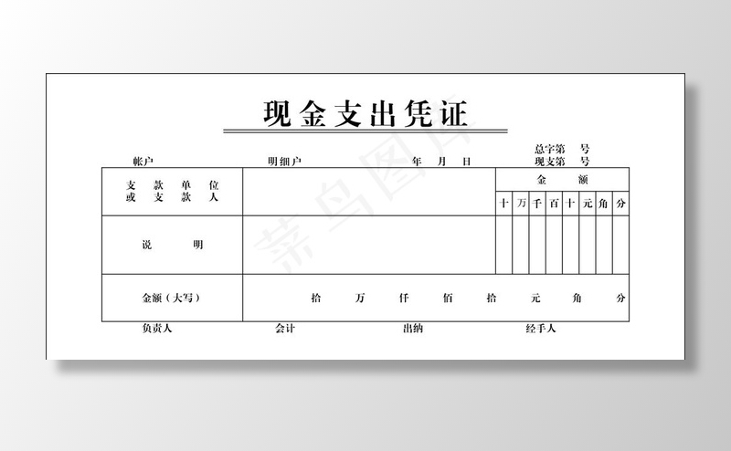 现金支出凭证 支票图片