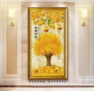 五福临门玄关画图片