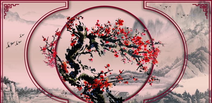 中式签到区背景图片