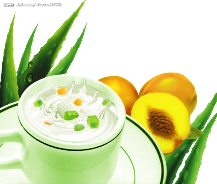 黄桃+芦荟+果粒分层素材图片