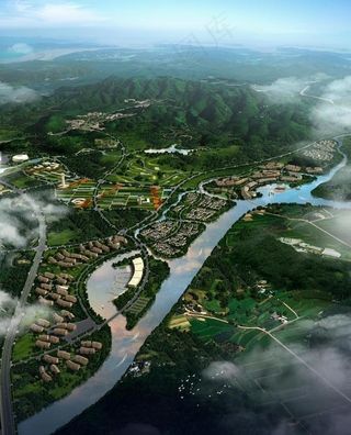 鸟瞰图景观设计PSD分层素材图片