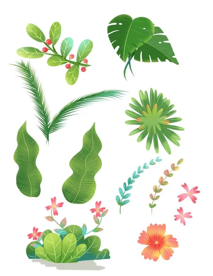 春天植物树叶小元素合集图片(1024x1369)psd模版下载