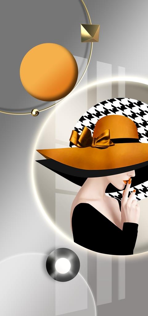 美女几何装饰画玄关图片