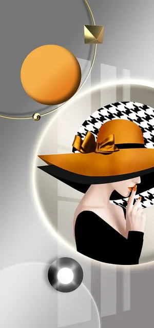 美女几何装饰画玄关图片