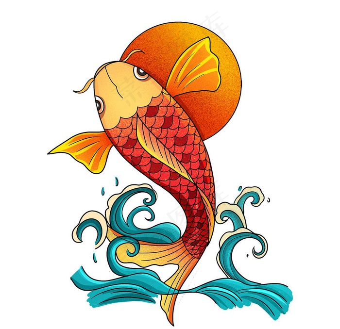 国潮风鲤鱼插画图片