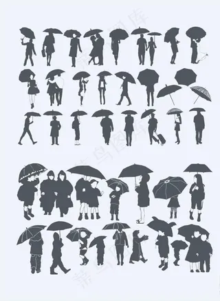 打伞 剪影图片