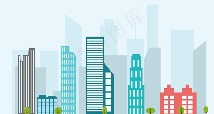 城市卡通设计图片ai矢量模版下载