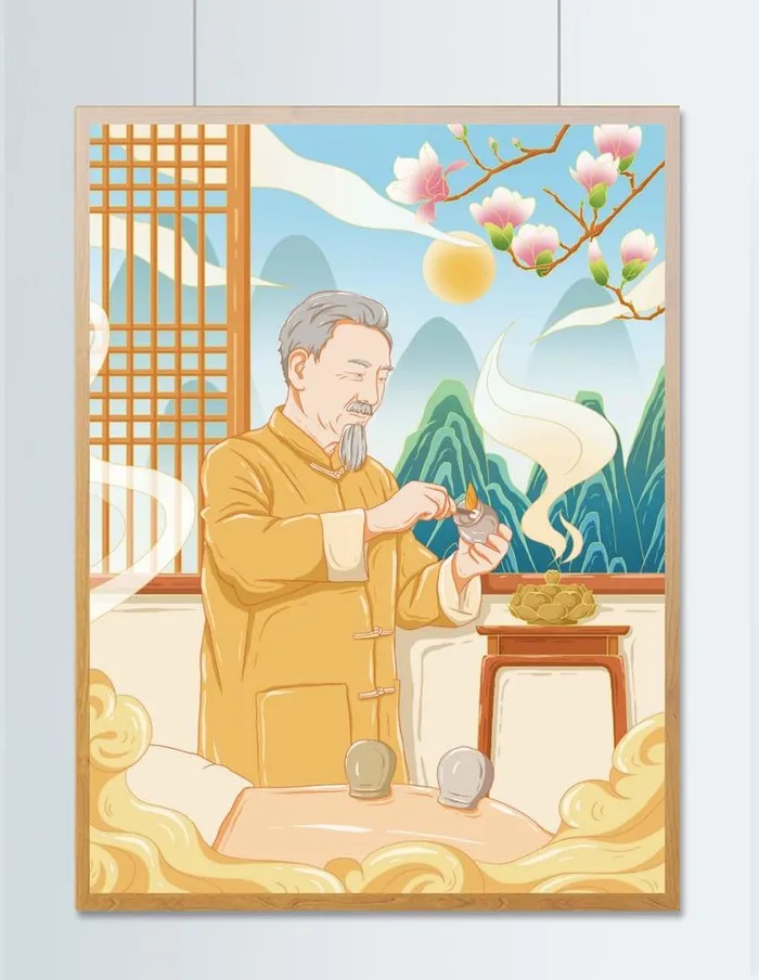中药拔罐插画图片(3543x4724)psd模版下载