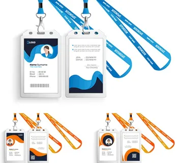 挂脖工作证图案配色设计模板矢量图片