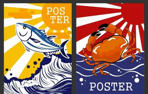 彩色海鲜海报图片