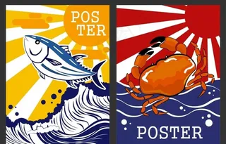 彩色海鲜海报图片