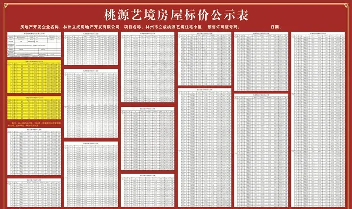 房地产房屋标价公示表图片cdr矢量模版下载
