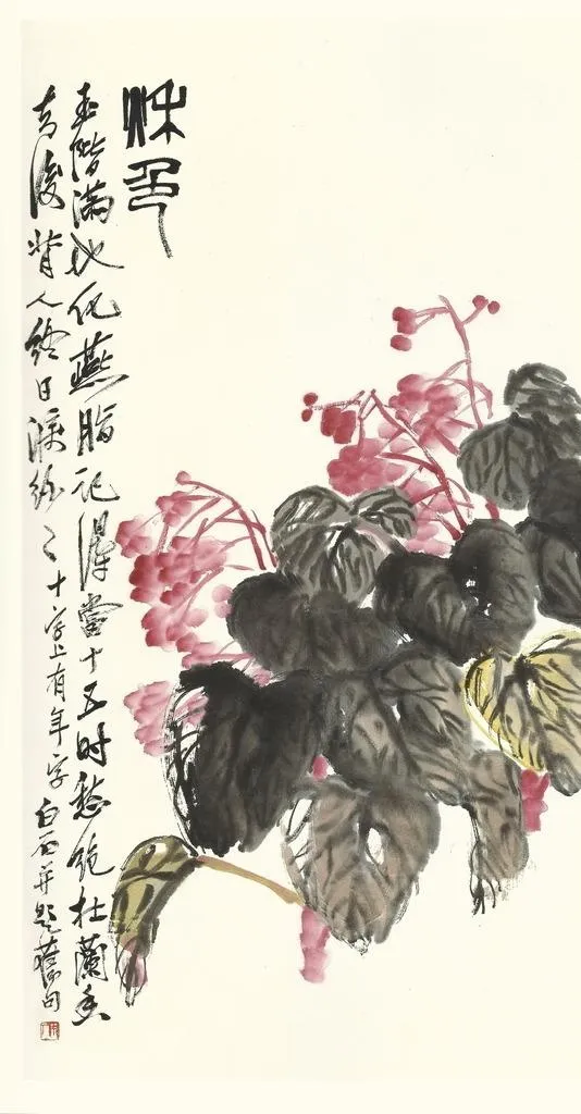 齐白石书法绘画艺术秋海棠图片