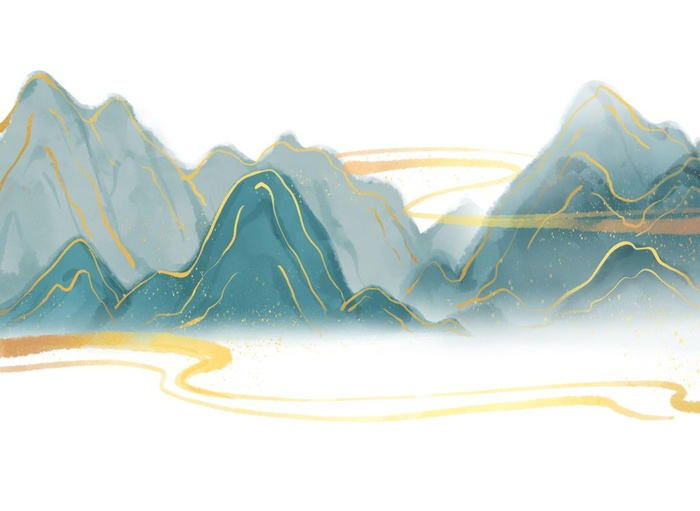 水墨山鎏金图片