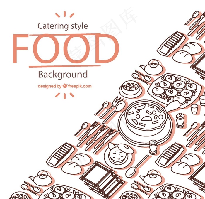 食物餐具线稿图片