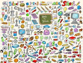 矢量手绘儿童学习用品图片