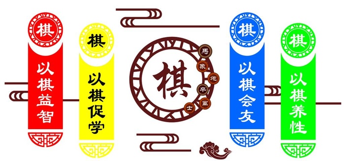 棋道文化棋牌室文化墙图片(5906x2953)psd模版下载